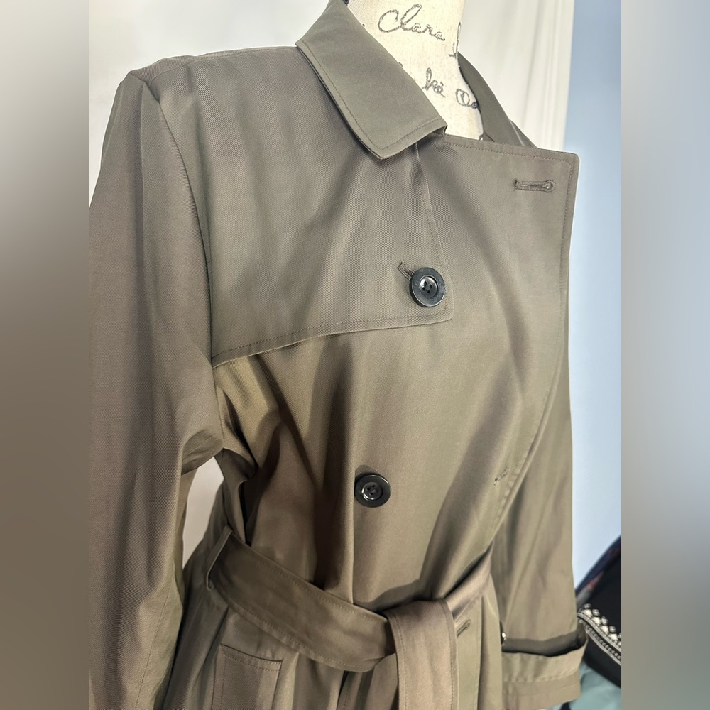 JENNI KAYNE Dark Loden Green Trench Coat XL Double Breasted Classic Fall capsule - Picture 4 of 12